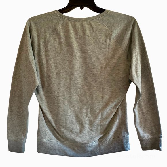 NIKE woman's size XS gray dri-fit large logo swish neon pullover sweatshirt top - Picture 2 of 9